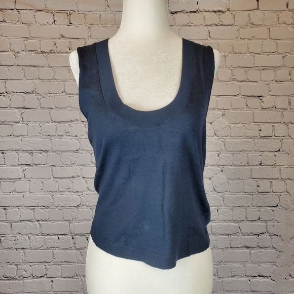 7 For All Mankind Vintage Scoop Tank Top Navy sz S - Picture 5 of 10